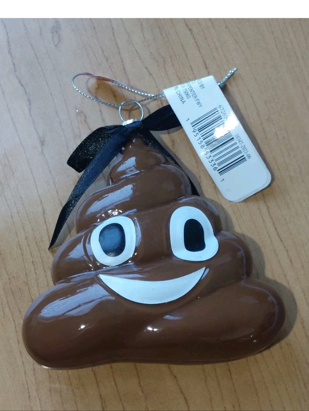 Brown Poop Emoji Ornament with Bow